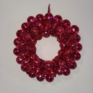 Festive Pink Disco Ball Wreath